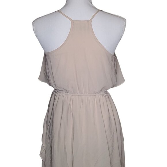 Beautiful Flirty Beige Summer Dress Women's Knee Length Fun - Picture 6 of 10